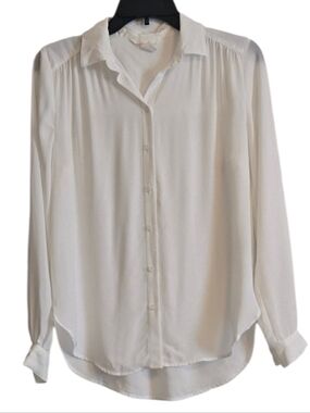 H&M Off White Long-Sleeve Button-Down Shirt